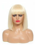 #613 Brazilian 99J Burgundy Short Bob Remy Straight Human Hair Wigs Wi