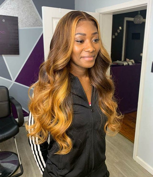 Full Lace Human Hair Wigs Colored Lace Frontal Wig Wavy 13x4 Lace